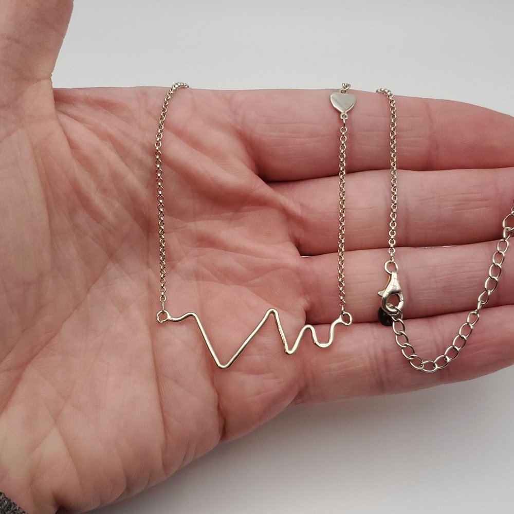18 Inch 925 Sterling Silver EKG Reading Necklace
